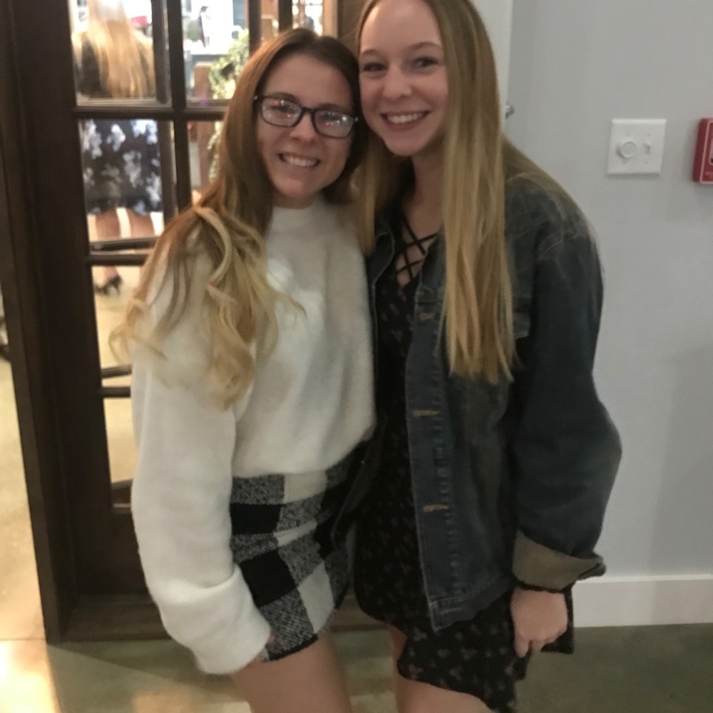 Black and white checkered skirt